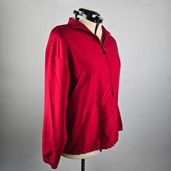Cutter & Buck Jacket Women's Large Red Solid Half Zip Pullover Waist Draw Cord - Picture 5 of 10